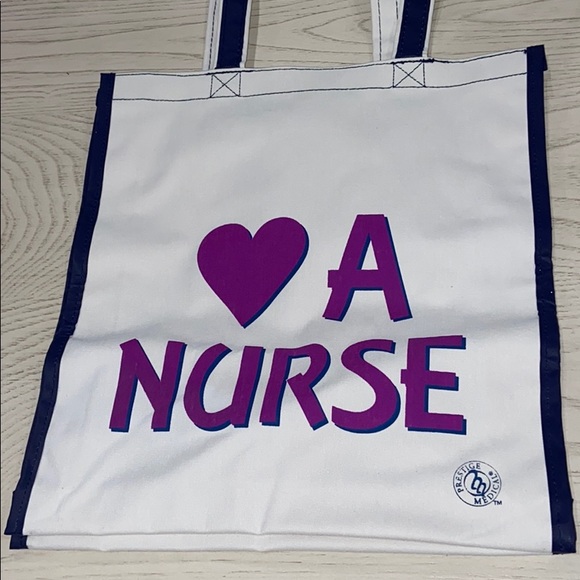 NEW 🤍A NURSE TOTE BAG CREAM AND PURPLE - Picture 2 of 3